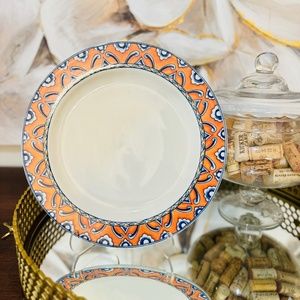 HOMER LAUGHLIN San Remo Large Orange Blue Plate Platter ServingTray 8063 12.25"